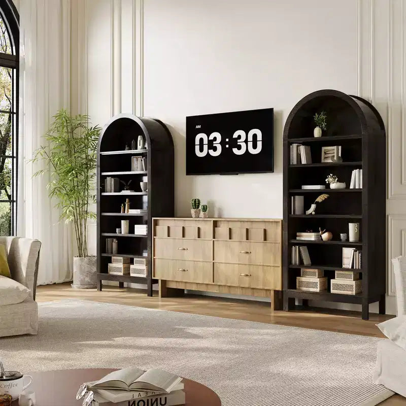 71 Arched Shoe Cabinet, 7-Tier Adjustable Shoe Rack with Open Shelves, Entryway Organizer