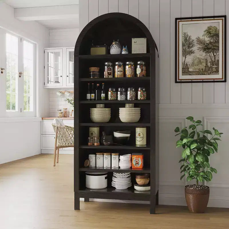 71 Arched Shoe Cabinet, 7-Tier Adjustable Shoe Rack with Open Shelves, Entryway Organizer