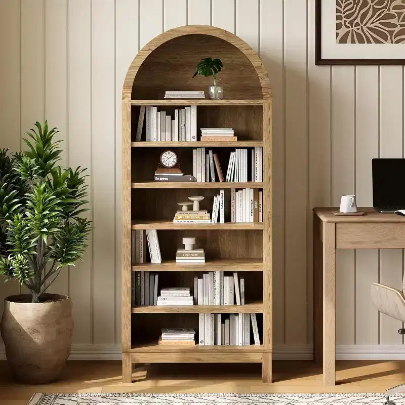 71 Arched Shoe Cabinet, 7-Tier Adjustable Shoe Rack with Open Shelves, Entryway Organizer