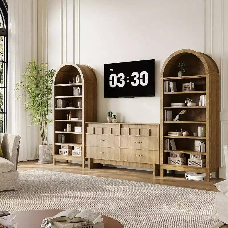 71 Arched Shoe Cabinet, 7-Tier Adjustable Shoe Rack with Open Shelves, Entryway Organizer