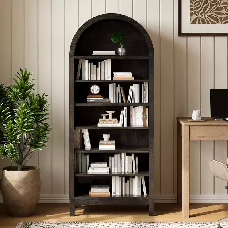 71 Arched Shoe Cabinet, 7-Tier Adjustable Shoe Rack with Open Shelves, Entryway Organizer