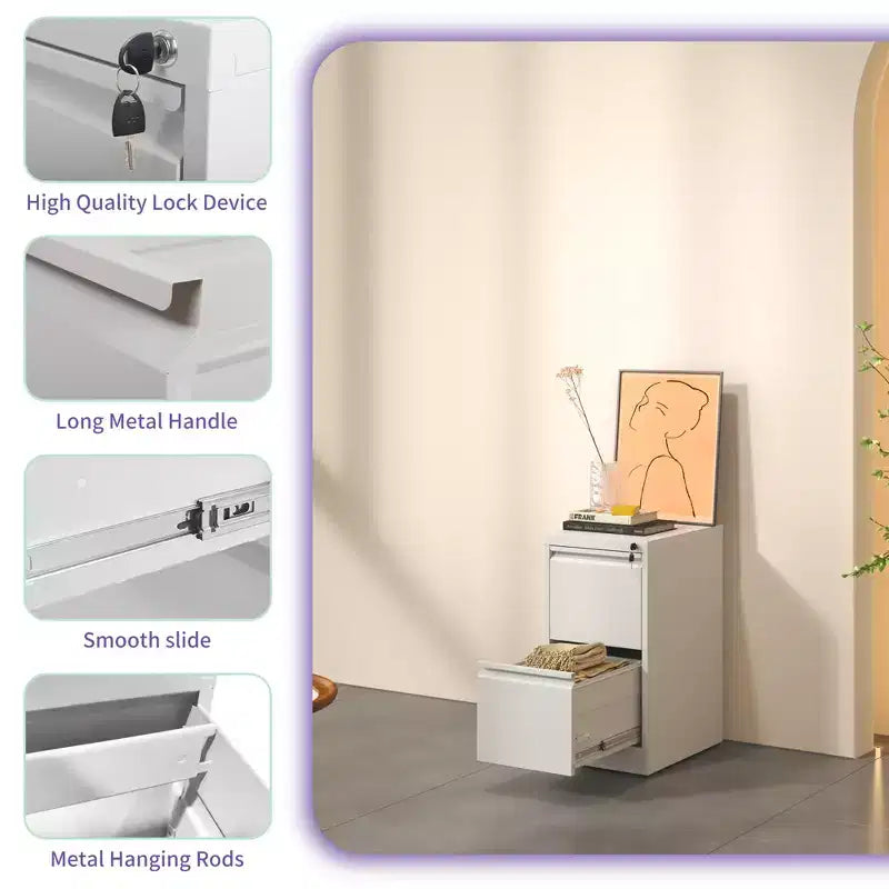 Vertical Double Drawer Metal Filing File Cabinet With Lock For Storing A4 Sized Files