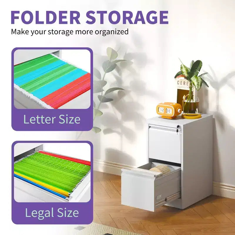 Vertical Double Drawer Metal Filing File Cabinet With Lock For Storing A4 Sized Files