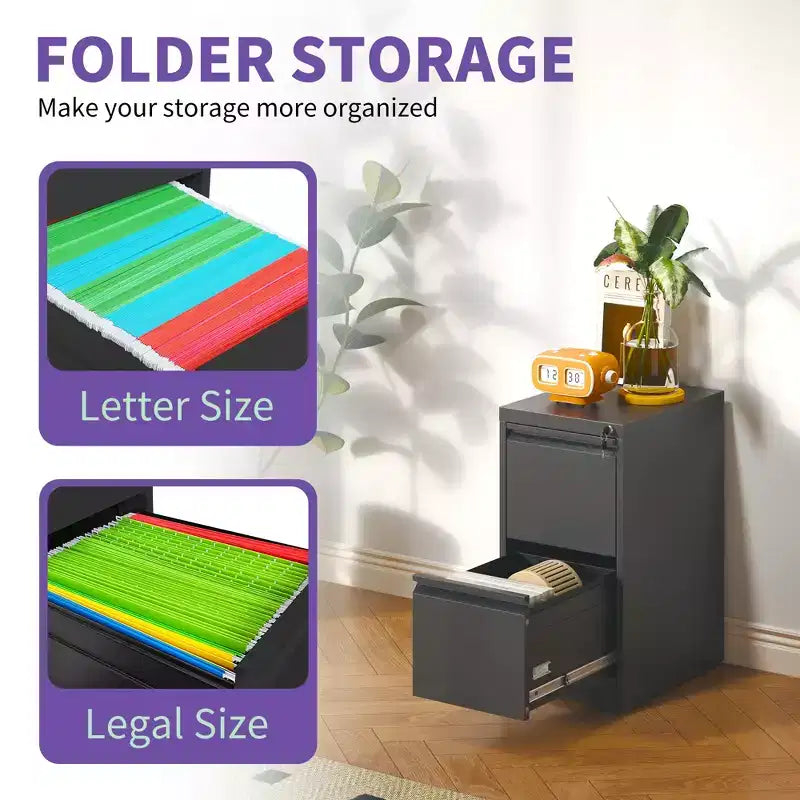Vertical Double Drawer Metal Filing File Cabinet With Lock For Storing A4 Sized Files