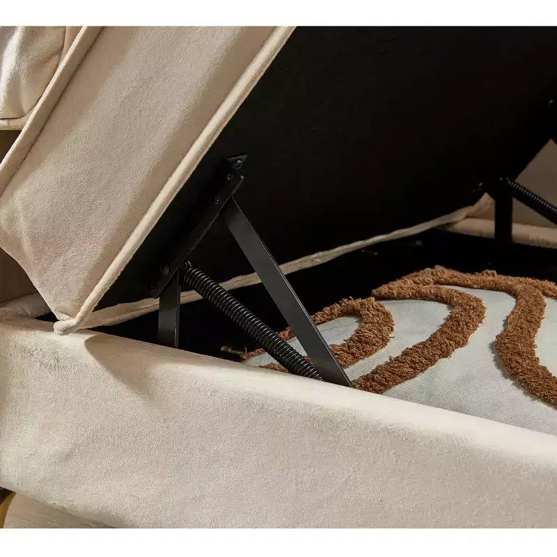 Laurel Velvet Chaise Lounge with Metal Legs and Storage