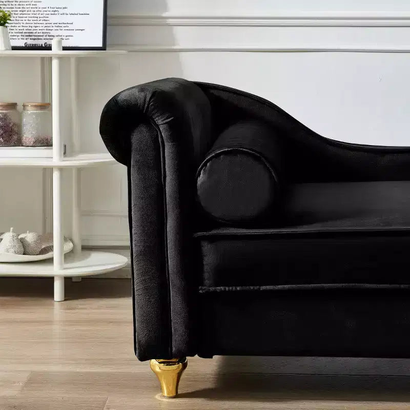 Laurel Velvet Chaise Lounge with Metal Legs and Storage