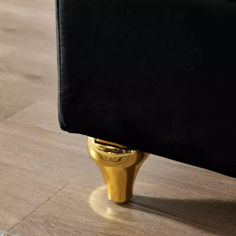 Laurel Velvet Chaise Lounge with Metal Legs and Storage