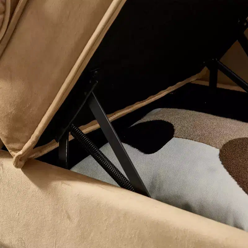 Laurel Velvet Chaise Lounge with Metal Legs and Storage