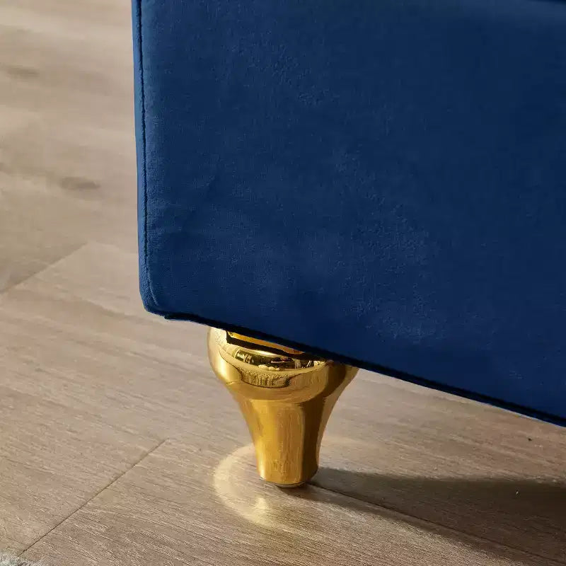 Laurel Velvet Chaise Lounge with Metal Legs and Storage