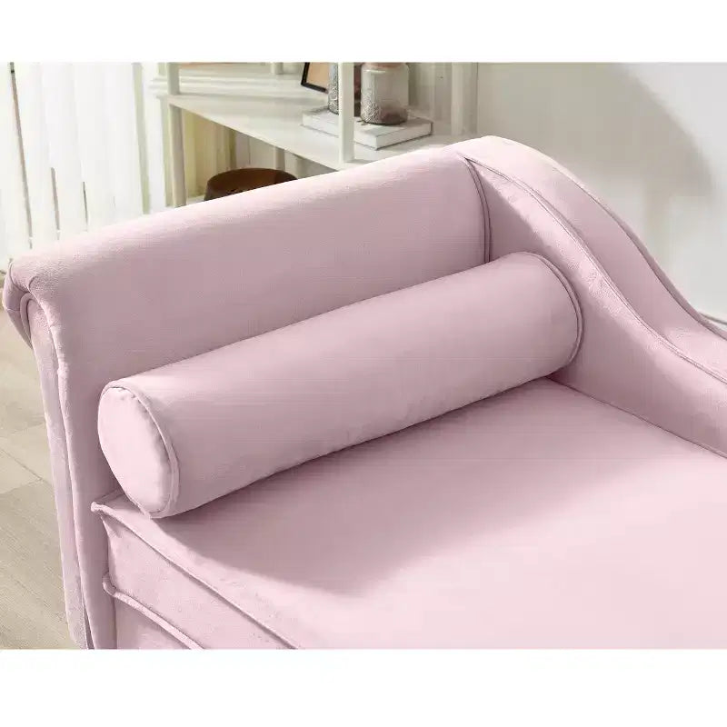 Laurel Velvet Chaise Lounge with Metal Legs and Storage