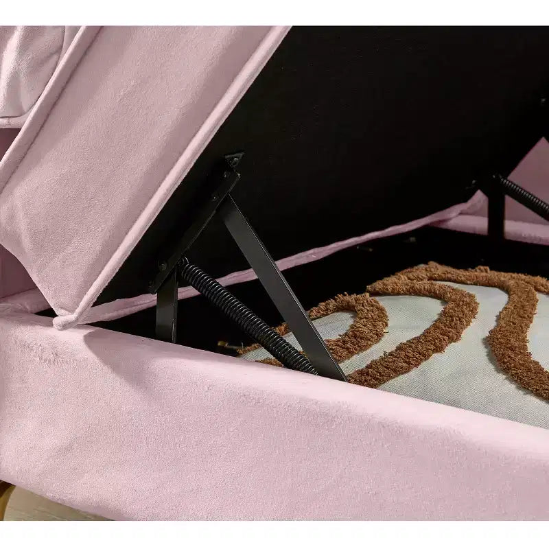 Laurel Velvet Chaise Lounge with Metal Legs and Storage