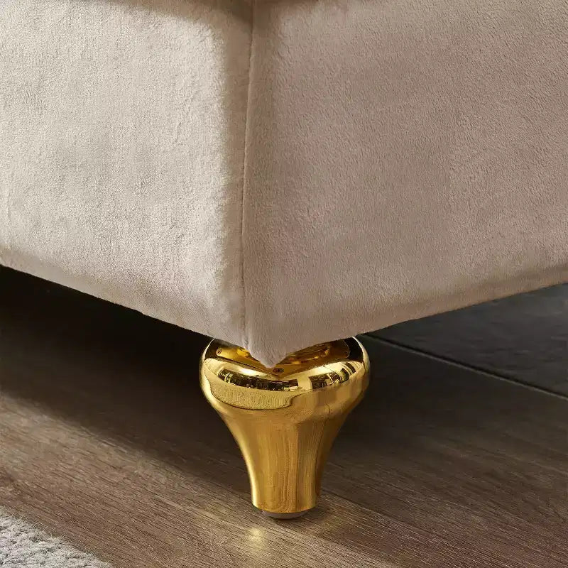 Laurel Velvet Chaise Lounge with Metal Legs and Storage