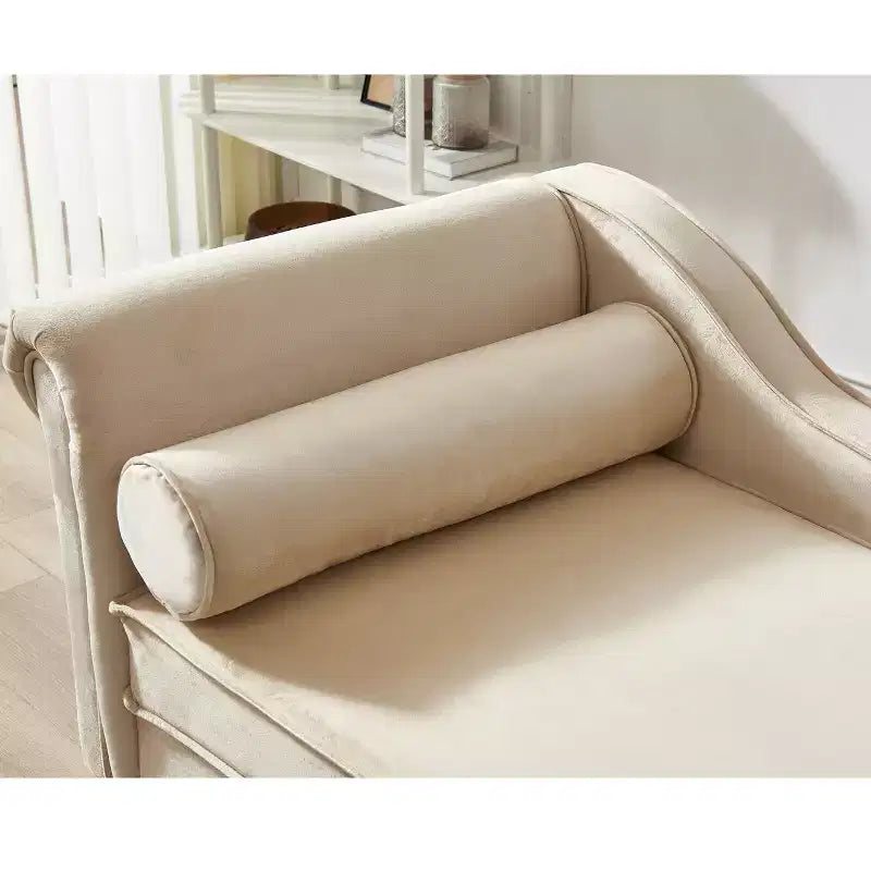 Laurel Velvet Chaise Lounge with Metal Legs and Storage