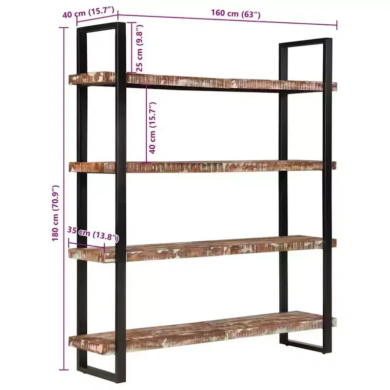 Bookcase Mixed color finish Solid Reclaimed Wood and Iron Large