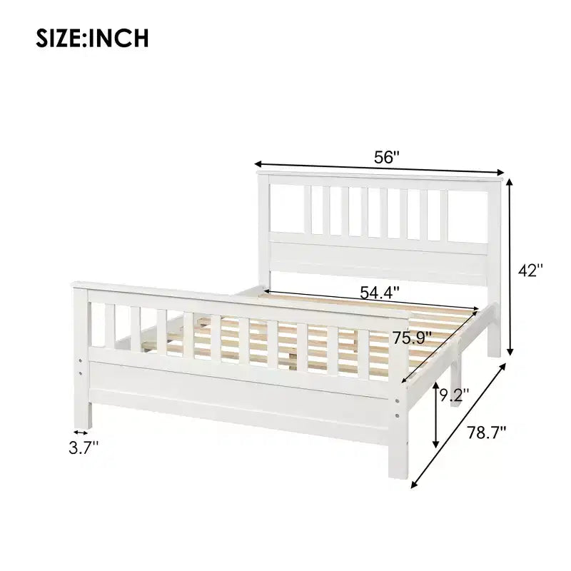 FAMYYT Full Size Wood Platform Bed?With Headboard and Footboard, Easy Assembly, White