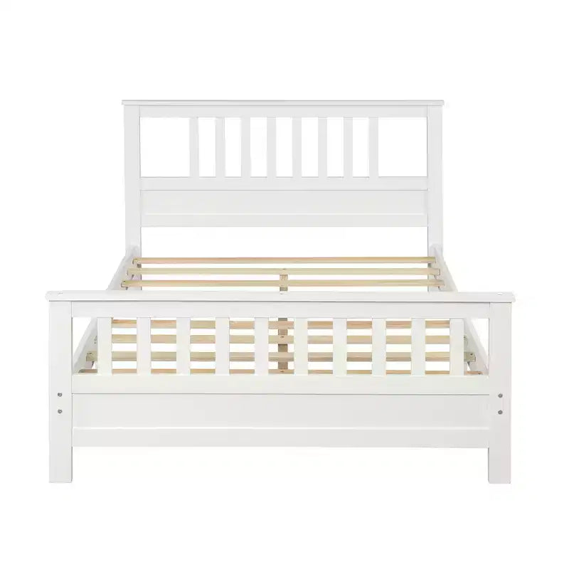 Full Size Wood Platform Bed?With Headboard and Footboard, Easy Assembly, White