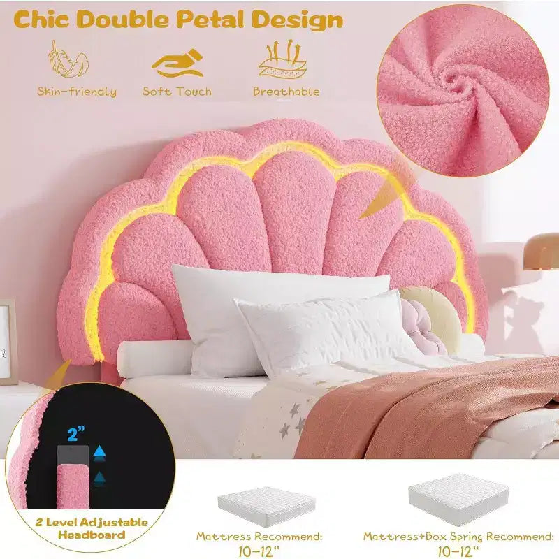 Upholstered LED Bed Frame with Adjustable Chic Headboard and Storage Drawer