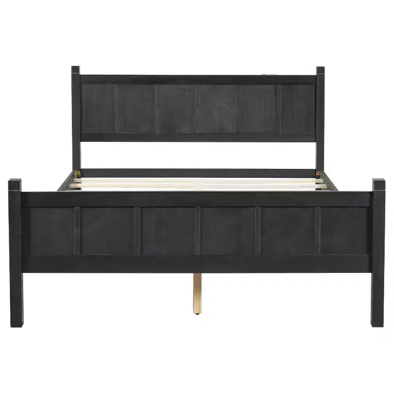 Queen Size Flat Panel Bed With Headboard & Footboard, Easy Assembly