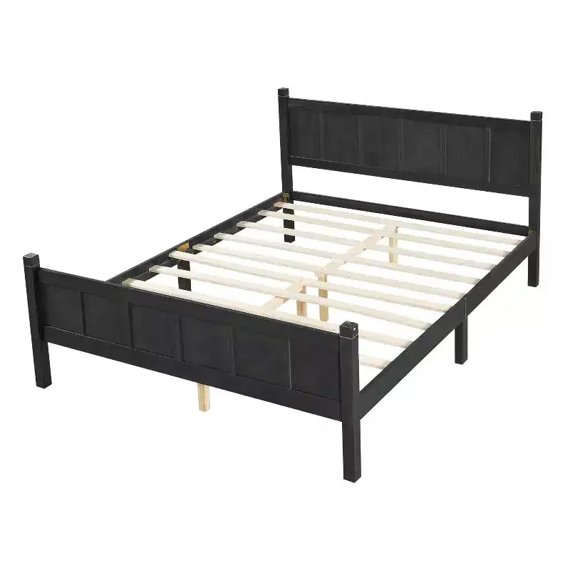 Queen Size Flat Panel Bed With Headboard & Footboard, Easy Assembly