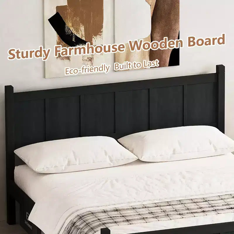 Queen Size Flat Panel Bed With Headboard & Footboard, Easy Assembly