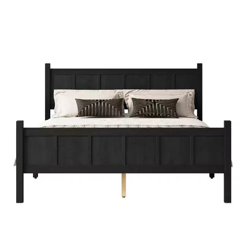 Queen Size Flat Panel Bed With Headboard & Footboard, Easy Assembly