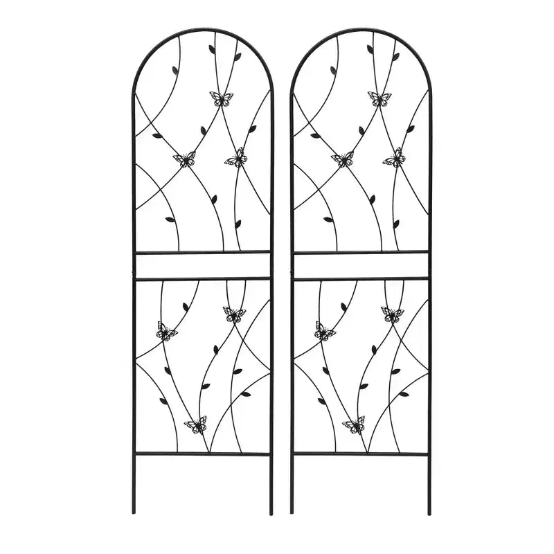 2-Pack 71x19.7in Metal Garden Trellis - Rustproof, Butterfly Decoration Black, for Outdoor Climbing Plants