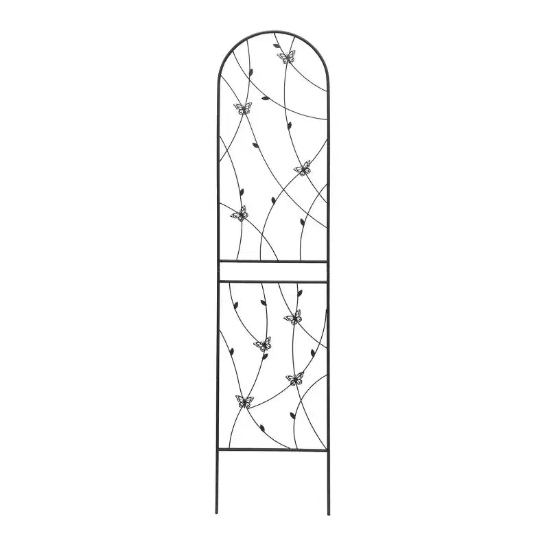 2-Pack 71x19.7in Metal Garden Trellis - Rustproof, Butterfly Decoration Black, for Outdoor Climbing Plants