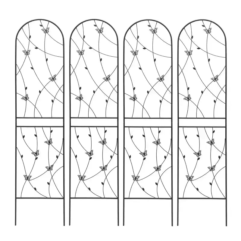 2-Pack 71x19.7in Metal Garden Trellis - Rustproof, Butterfly Decoration Black, for Outdoor Climbing Plants