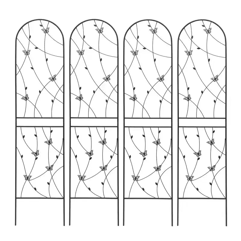 2-Pack 71x19.7in Metal Garden Trellis - Rustproof, Butterfly Decoration Black, for Outdoor Climbing Plants
