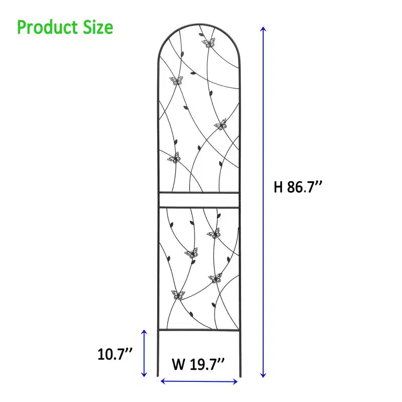 2-Pack 71x19.7in Metal Garden Trellis - Rustproof, Butterfly Decoration Black, for Outdoor Climbing Plants