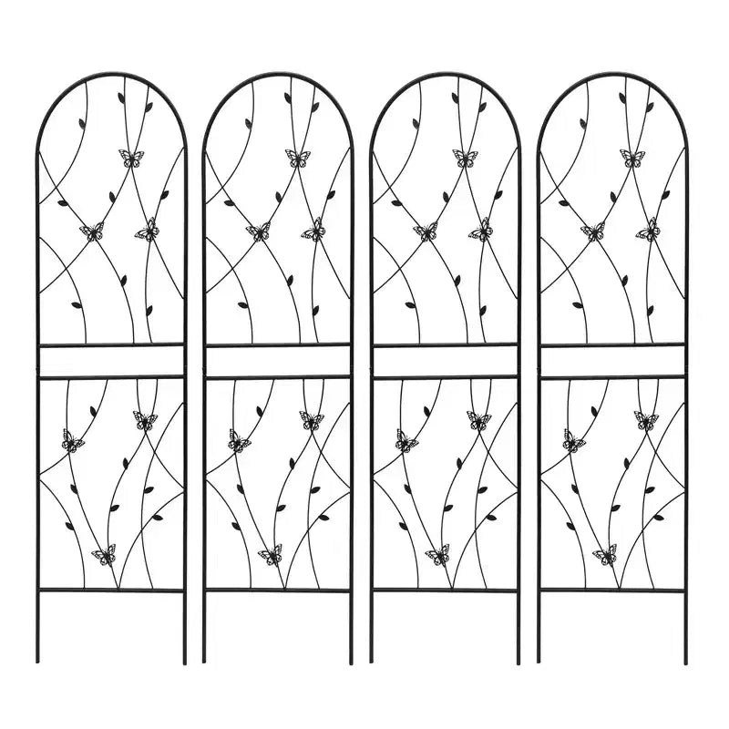 2-Pack 71x19.7in Metal Garden Trellis - Rustproof, Butterfly Decoration Black, for Outdoor Climbing Plants
