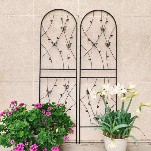 MAYEERTY 2-Pack 71x19.7in Metal Garden Trellis - Rustproof, Butterfly Decoration Black, for Outdoor Climbing Plants