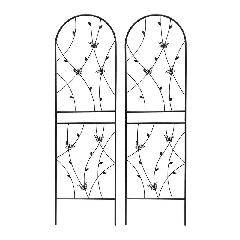 2-Pack 71x19.7in Metal Garden Trellis - Rustproof, Butterfly Decoration Black, for Outdoor Climbing Plants