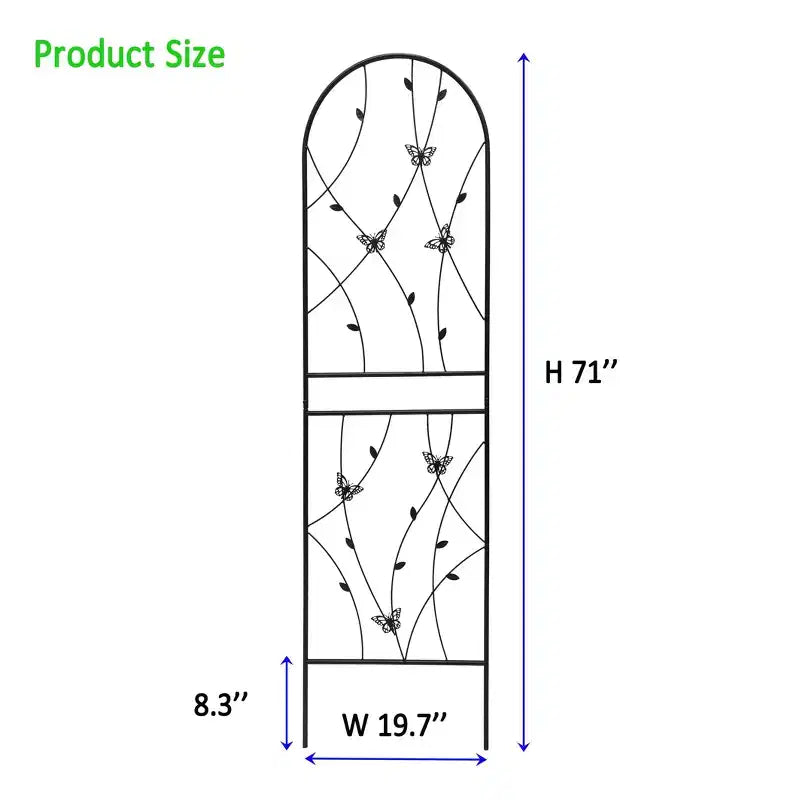 2-Pack 71x19.7in Metal Garden Trellis - Rustproof, Butterfly Decoration Black, for Outdoor Climbing Plants