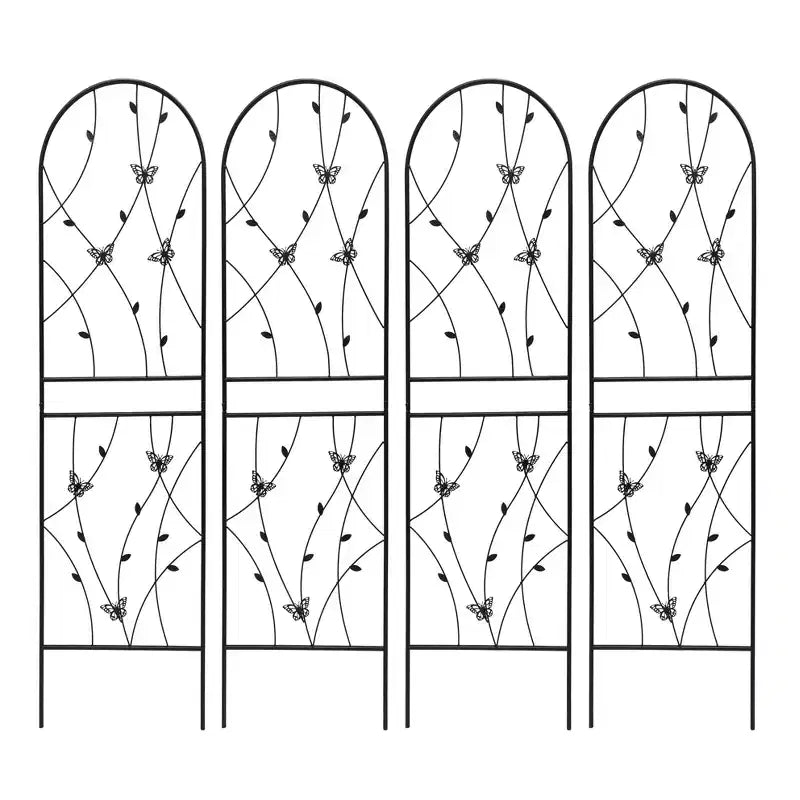 2-Pack 71x19.7in Metal Garden Trellis - Rustproof, Butterfly Decoration Black, for Outdoor Climbing Plants
