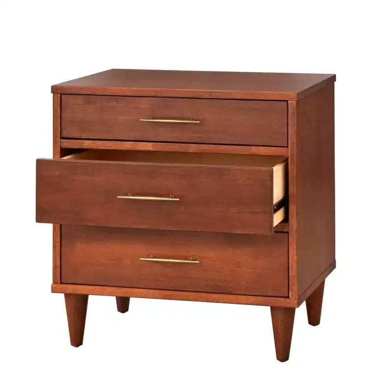 Ana Mid Century Modern 3 Drawer Nightstand
