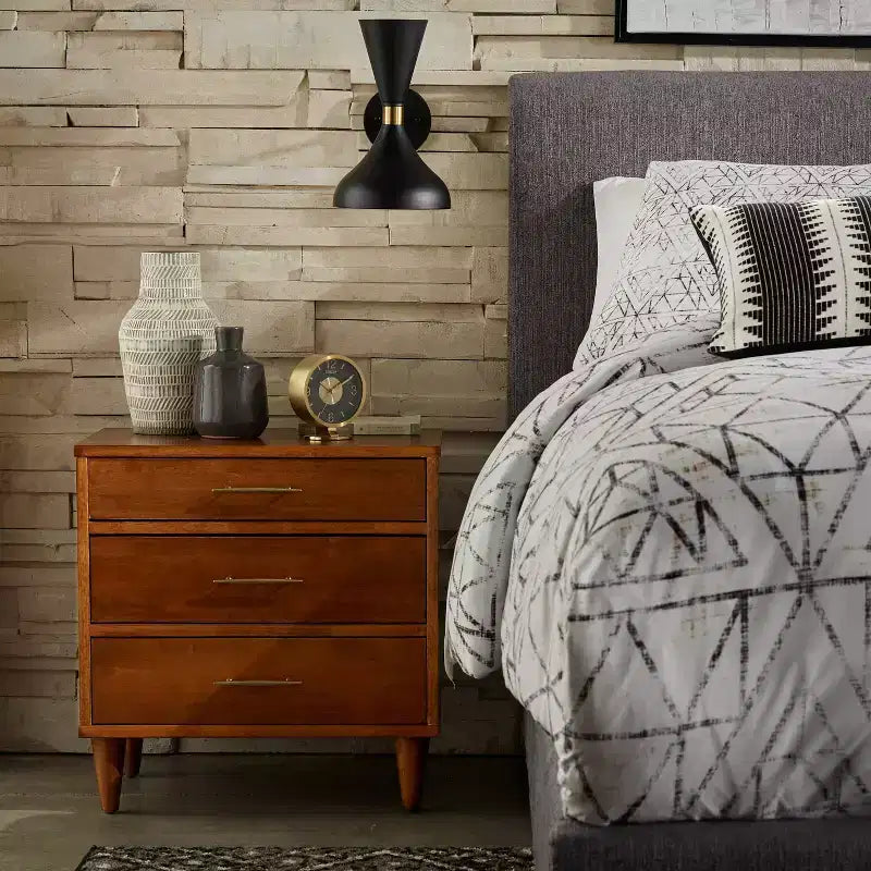Ana Mid Century Modern 3 Drawer Nightstand