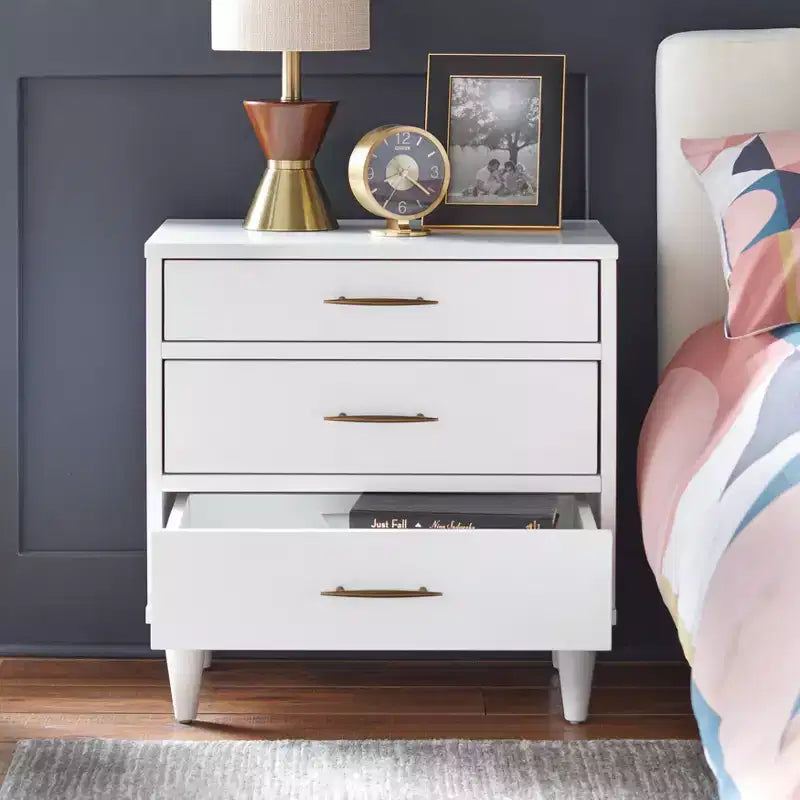 Ana Mid Century Modern 3 Drawer Nightstand