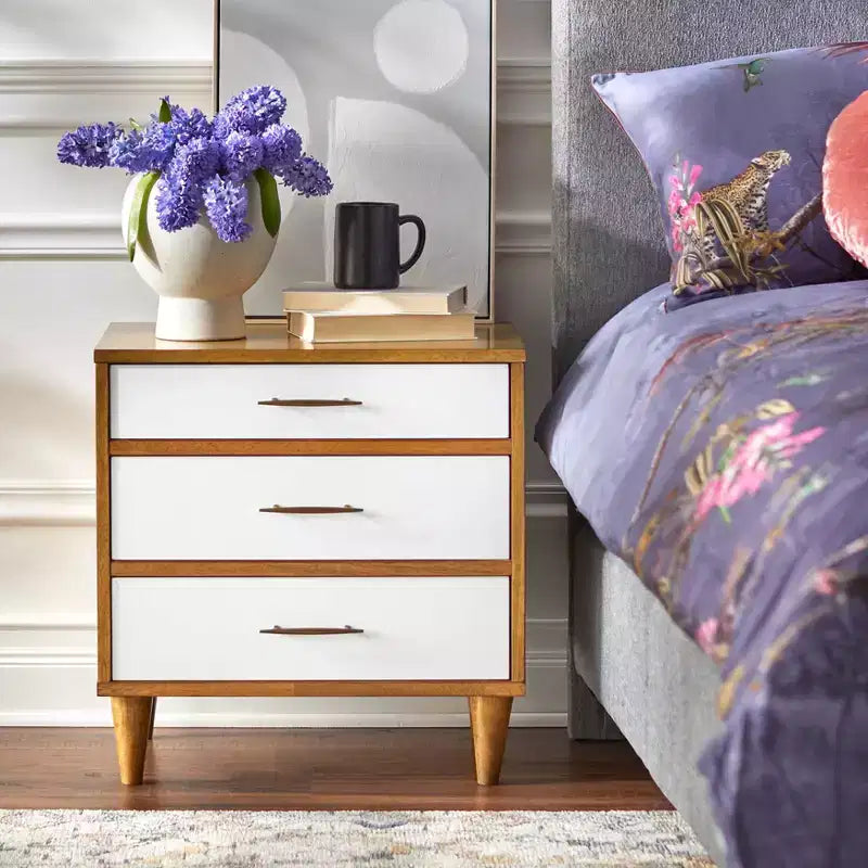Ana Mid Century Modern 3 Drawer Nightstand