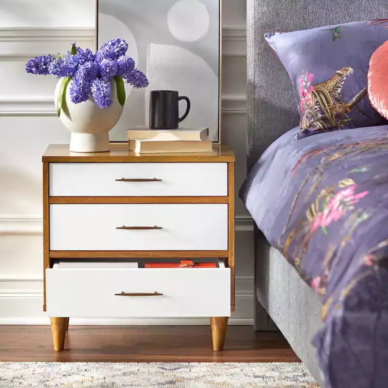 Ana Mid Century Modern 3 Drawer Nightstand