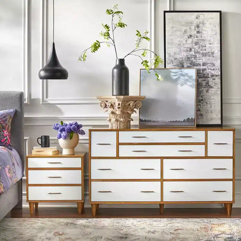 Ana Mid Century Modern 3 Drawer Nightstand