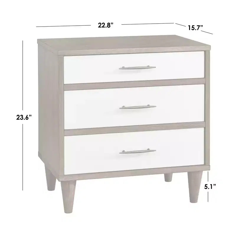 Ana Mid Century Modern 3 Drawer Nightstand