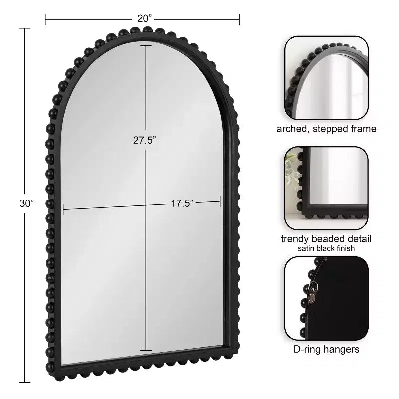 Kate & Laurel All Things Decor 20x30 Beadbrook Arched Wall Mirror
