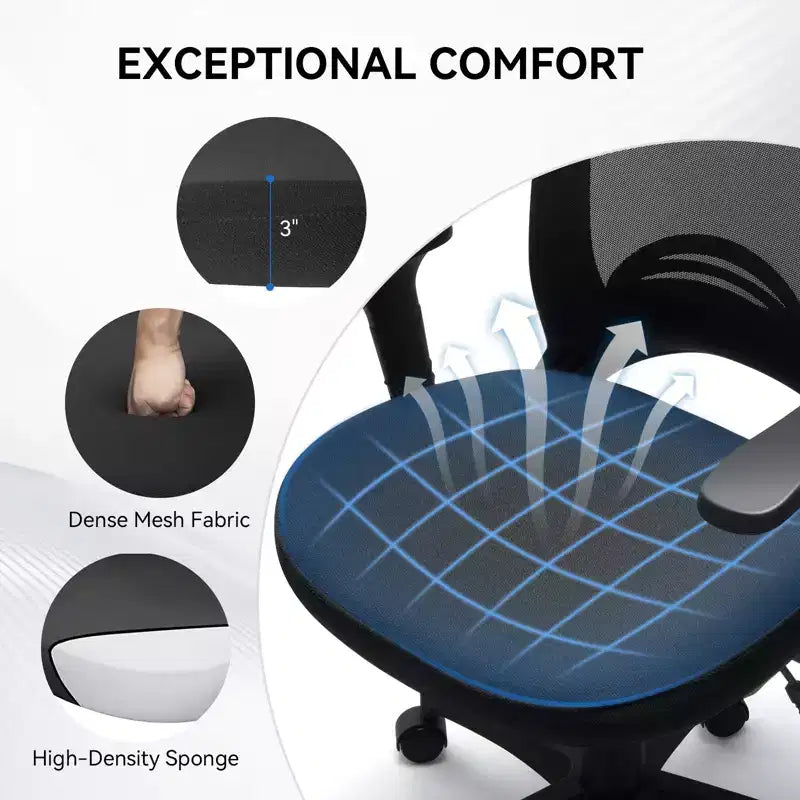 Ergonomic Mesh Office Chair with Lumbar Support 330lb Capacity