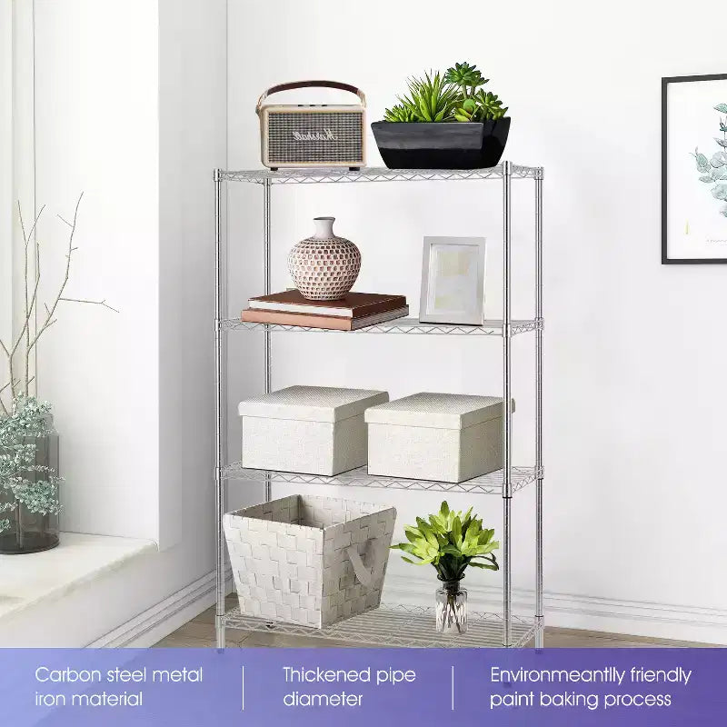 4 Tier Wire Shelving Unit Heavy Duty Storage Rack Metal Shelf Garage Organizer Wire Rack
