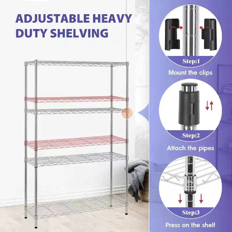 4 Tier Wire Shelving Unit Heavy Duty Storage Rack Metal Shelf Garage Organizer Wire Rack