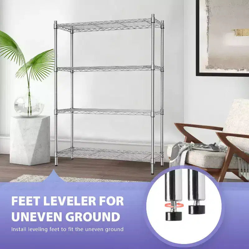 4 Tier Wire Shelving Unit Heavy Duty Storage Rack Metal Shelf Garage Organizer Wire Rack