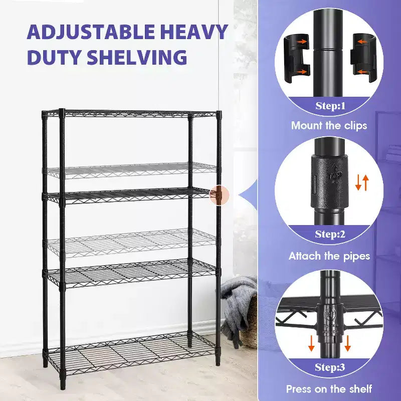 4 Tier Wire Shelving Unit Heavy Duty Storage Rack Metal Shelf Garage Organizer Wire Rack