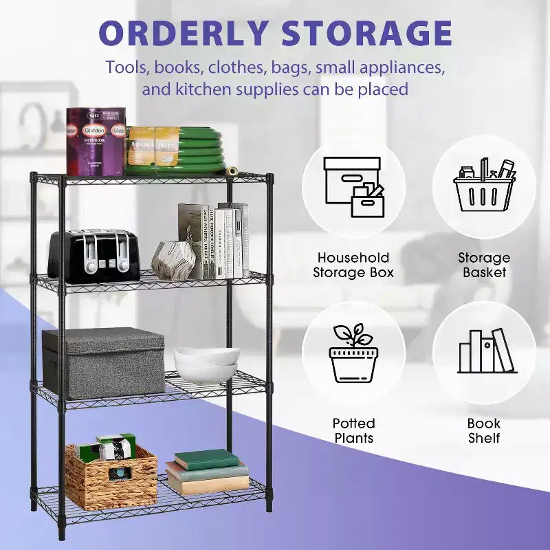 FDW 4 Tier Wire Shelving Unit Heavy Duty Storage Rack Metal Shelf Garage Organizer Wire Rack