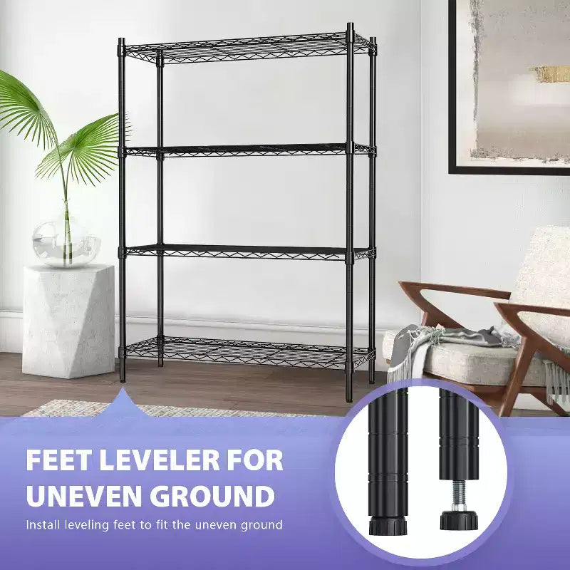 4 Tier Wire Shelving Unit Heavy Duty Storage Rack Metal Shelf Garage Organizer Wire Rack